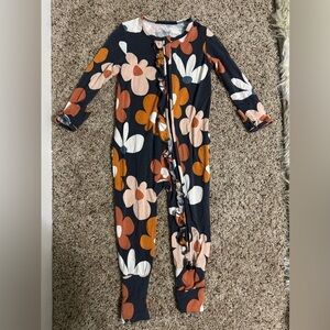 Milkmaid GoodsFloral Kids One Piece footie pjs - Black, Orange, White